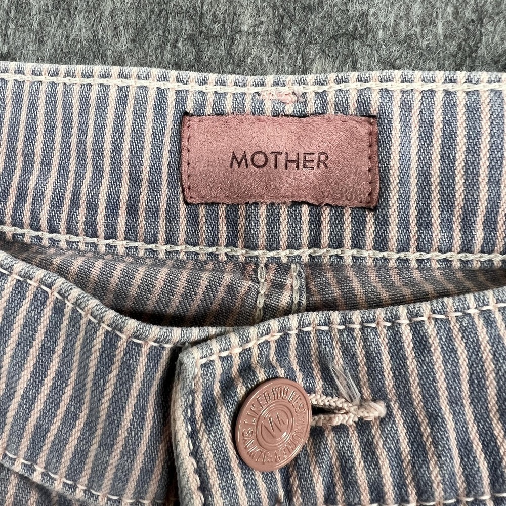 Mother Jeans Womens 25 Pink Stripe Rascal Ankle Snippet Raw Hem Stretch Denim - Picture 3 of 16